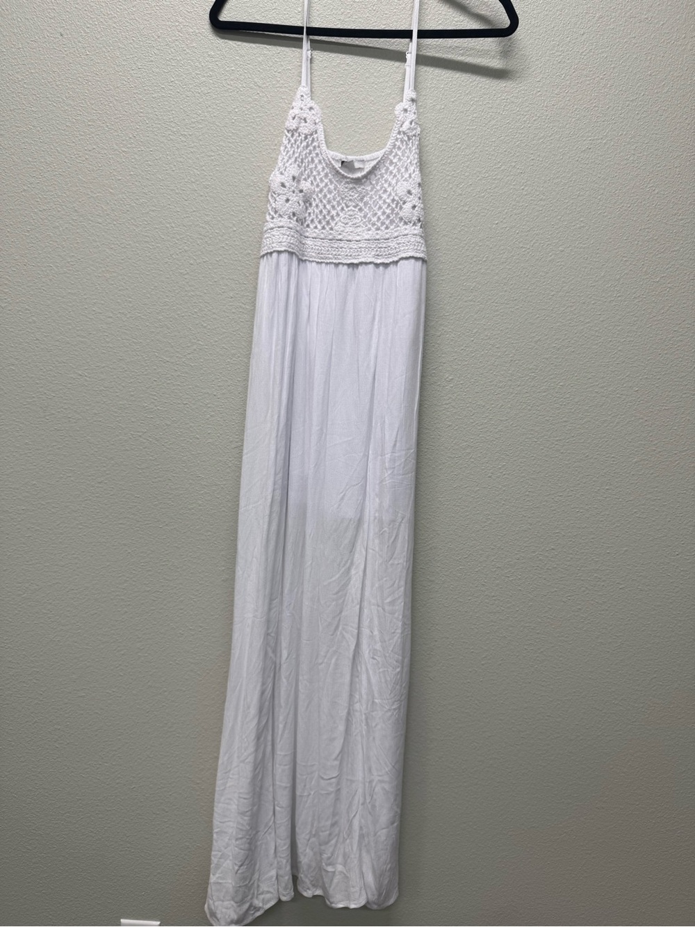 NWT White Crochet-Bodice Maxi Dress - Women's Summer Slip Dress, Multiple Sizes